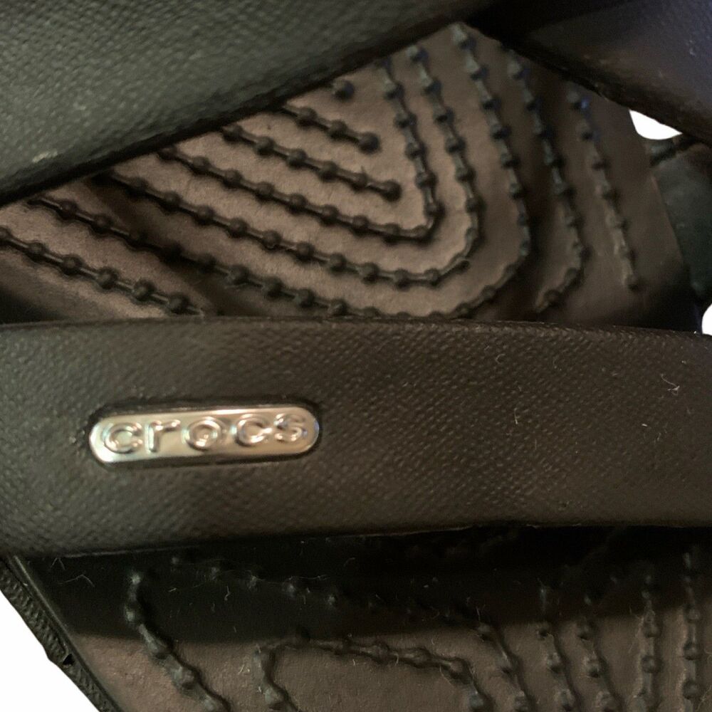 Crocs Cyprus IV Sandals Women's Size 9 Black Strappy Heel Platform Rubber Shoes - Picture 7 of 8